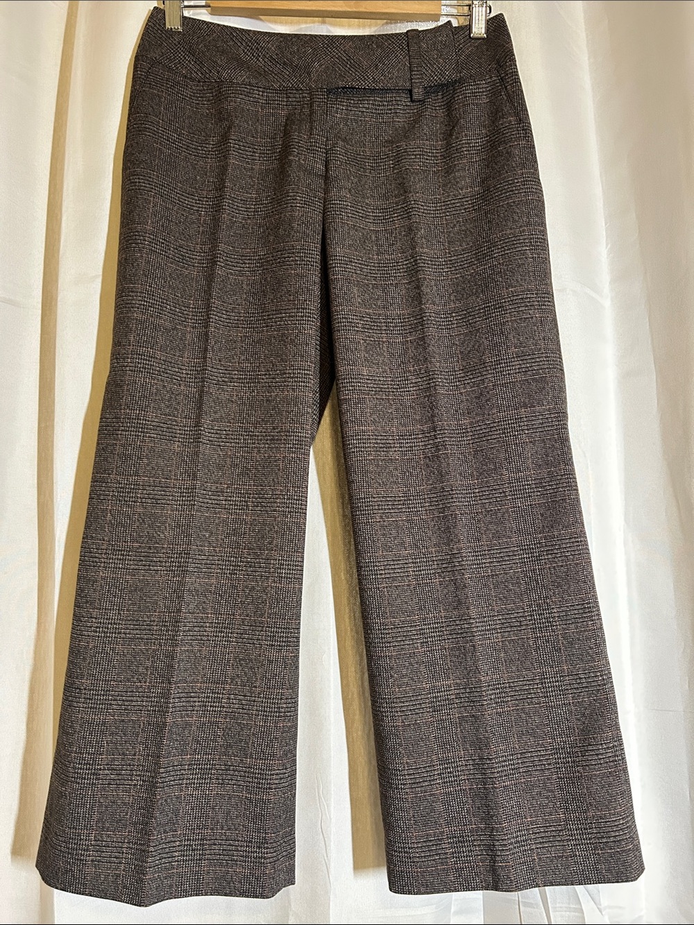 Apt. 9 Ava Stretch Wide Leg Glen Plaid Cropped Pants in Brown/Gray